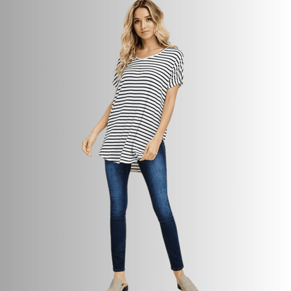 Kinsley Striped Casual Tunic Tee