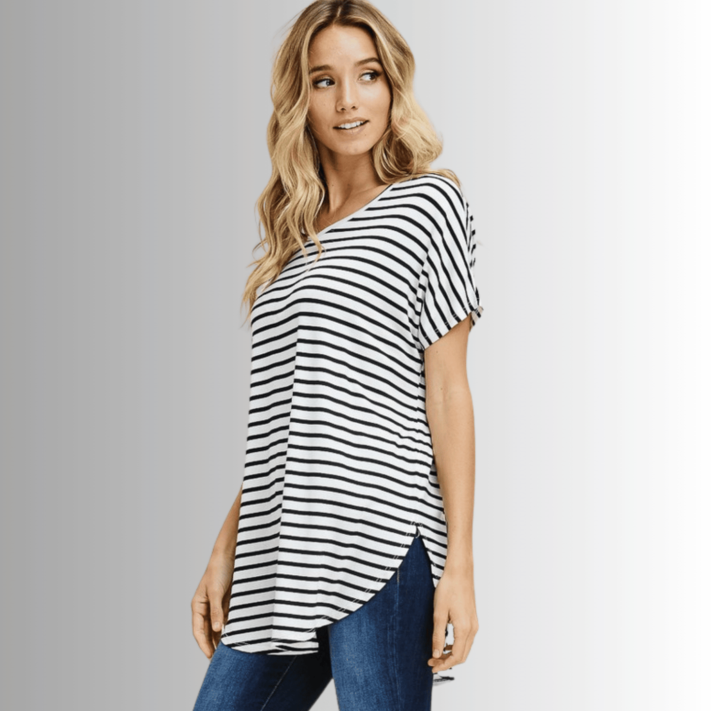 Kinsley Striped Casual Tunic Tee
