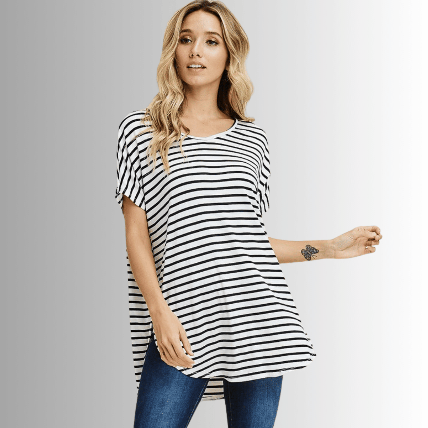 Kinsley Striped Casual Tunic Tee