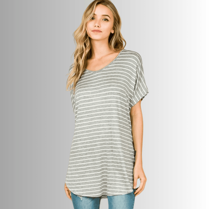 Kinsley Striped Casual Tunic Tee