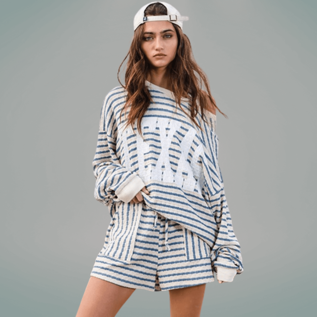 Cotton Blend Textured Striped Shorts Made in USA