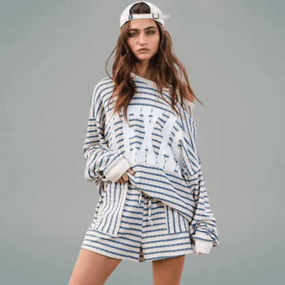 Cotton Blend Textured Striped Shorts Made in USA