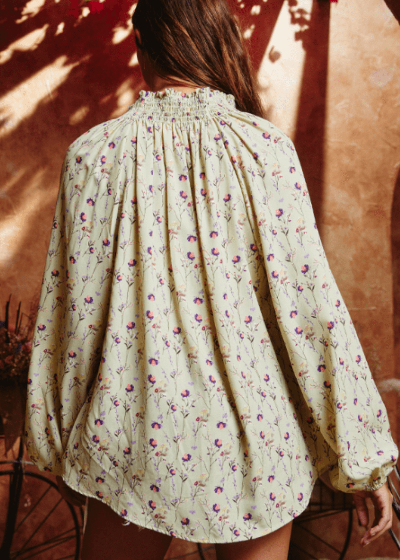 Stella Mock Stand Collar Floral Blouse