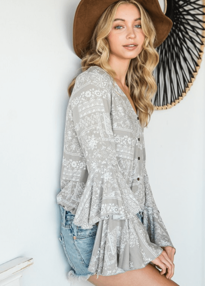 Farrah Double Layered Bell Sleeve Top