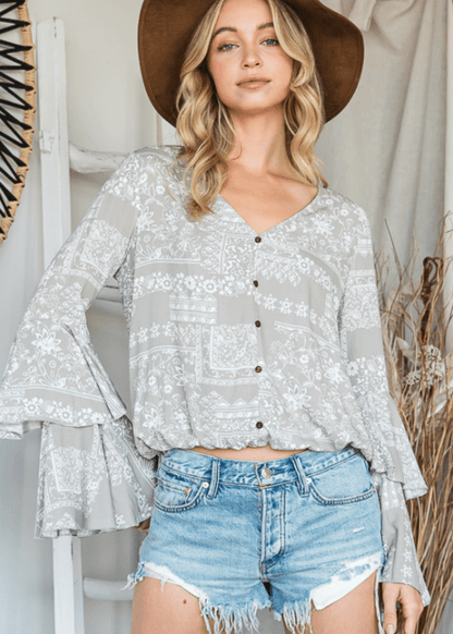 Farrah Double Layered Bell Sleeve Top