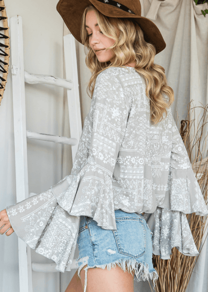 Farrah Double Layered Bell Sleeve Top