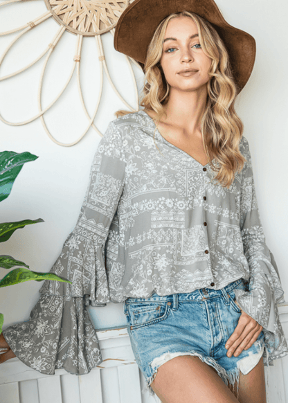 Farrah Double Layered Bell Sleeve Top