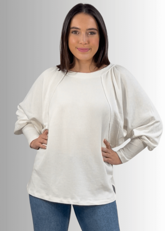 Cotton Blend Oversized French Terry Sweatshirt