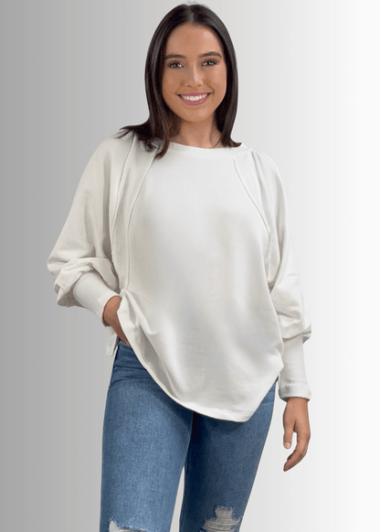 Cotton Blend Oversized French Terry Sweatshirt