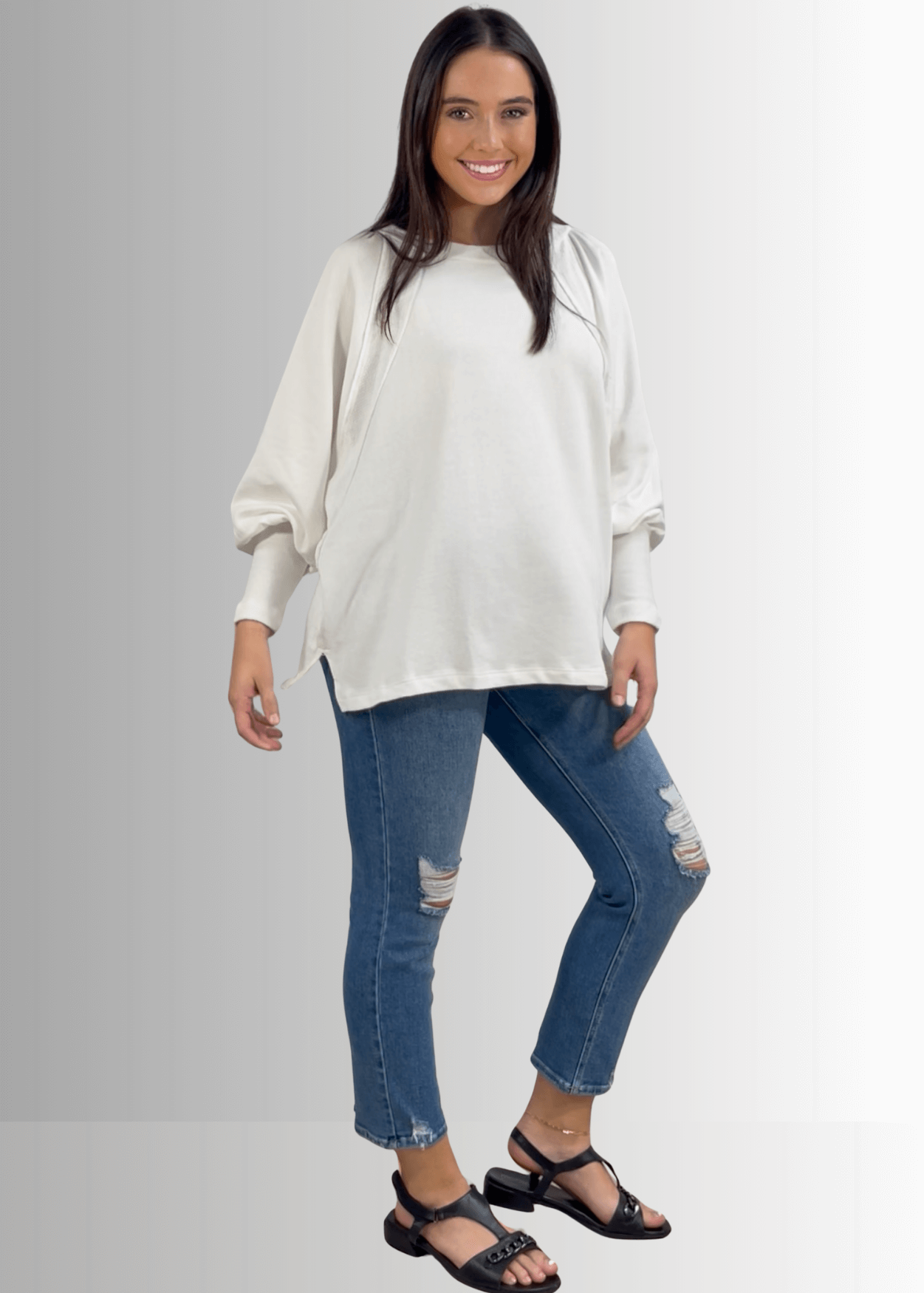 Cotton Blend Oversized French Terry Sweatshirt