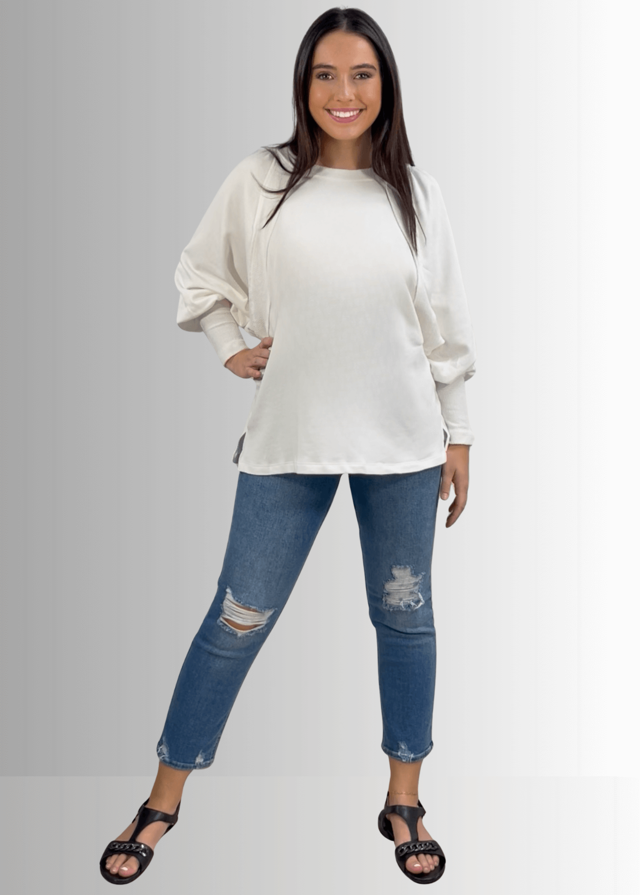Cotton Blend Oversized French Terry Sweatshirt