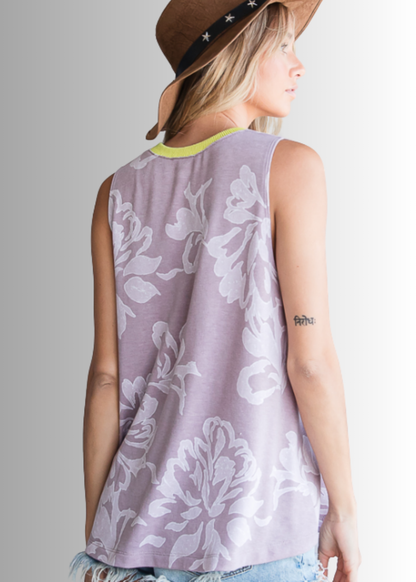 Tropical Floral Grommet Detail Sleeveless
