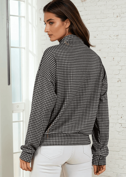 Joanna Plaid Button Collar Pullover