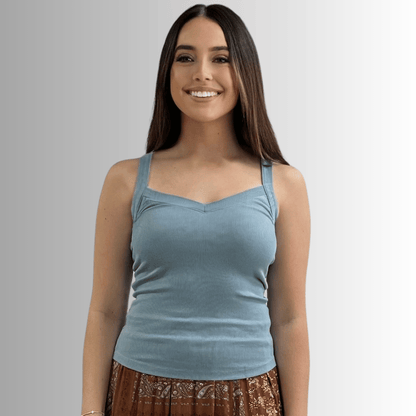 Harmony Premium Cotton Ribbed Tank Top in Blue Sea