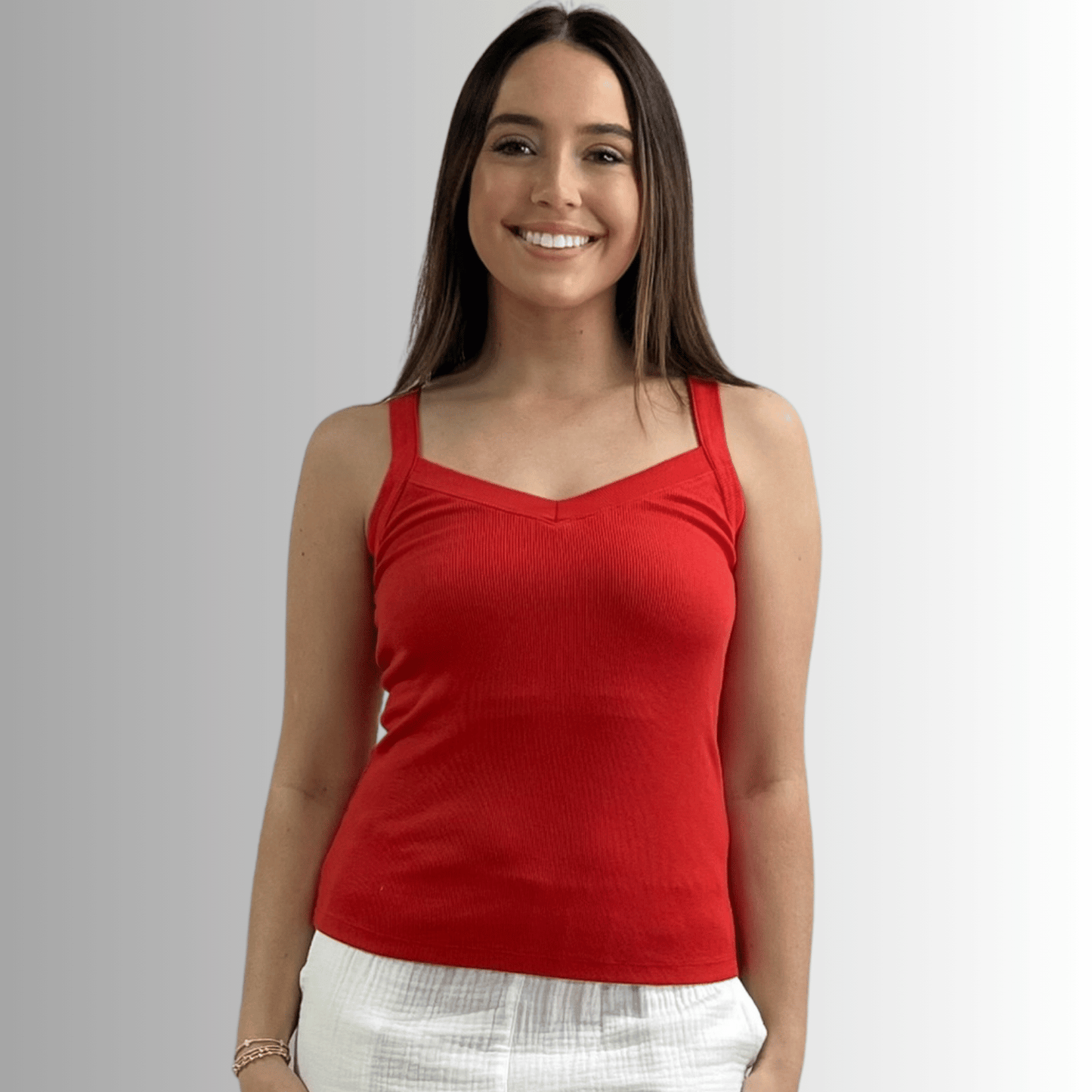 Harmony Premium Cotton Ribbed Tank Top in Crimson Red