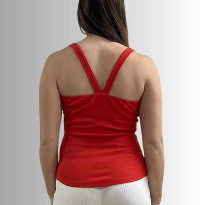 Harmony Premium Cotton Ribbed Tank Top in Crimson Red