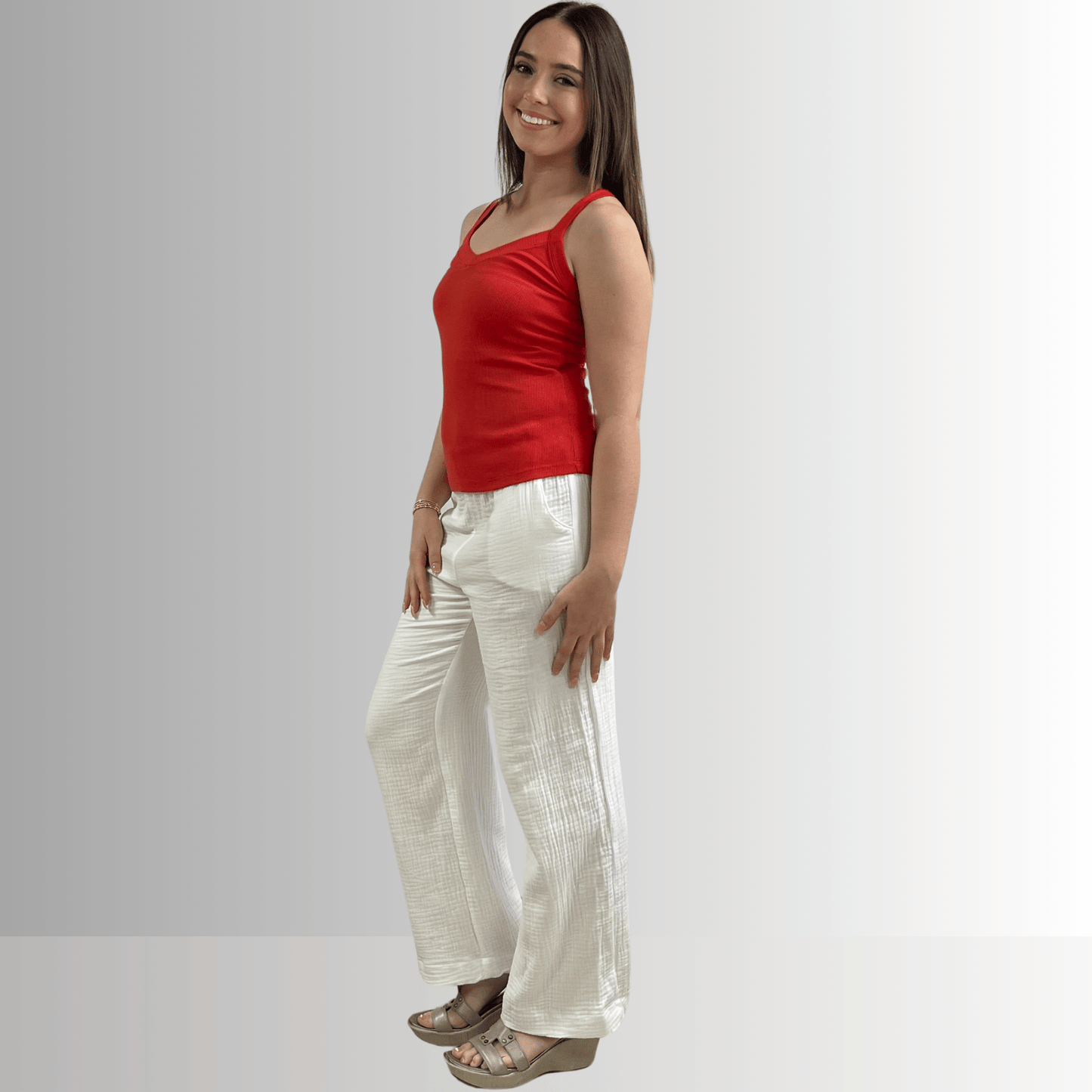 Harmony Premium Cotton Ribbed Tank Top in Crimson Red