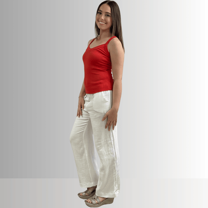 Harmony Premium Cotton Ribbed Tank Top in Crimson Red