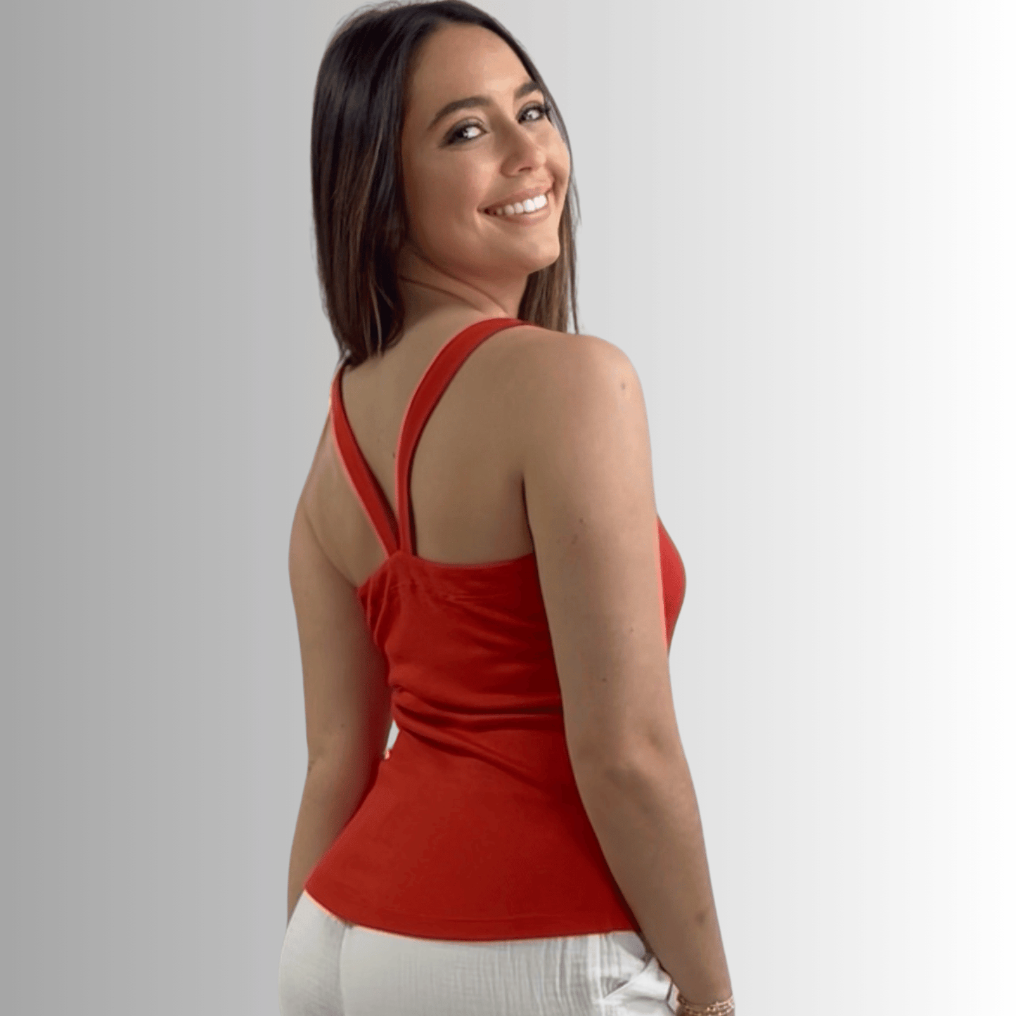 Harmony Premium Cotton Ribbed Tank Top in Crimson Red