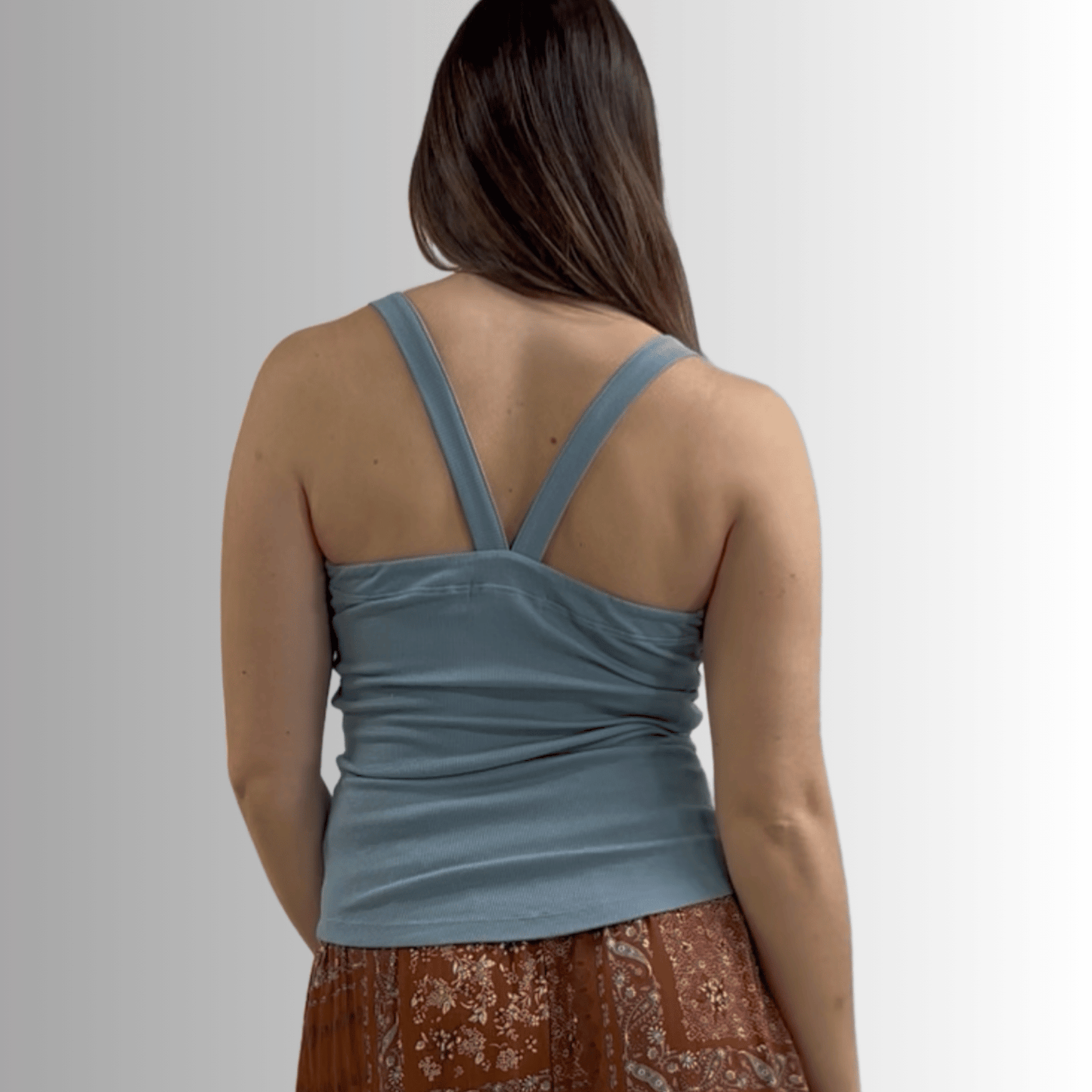 Harmony Premium Cotton Ribbed Tank Top in Blue Sea