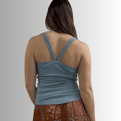 Harmony Premium Cotton Ribbed Tank Top in Blue Sea