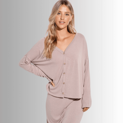 Light Taupe Cardigan Skirt Set