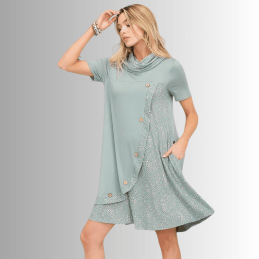 Teagan Cowl Neck A-Line Dress