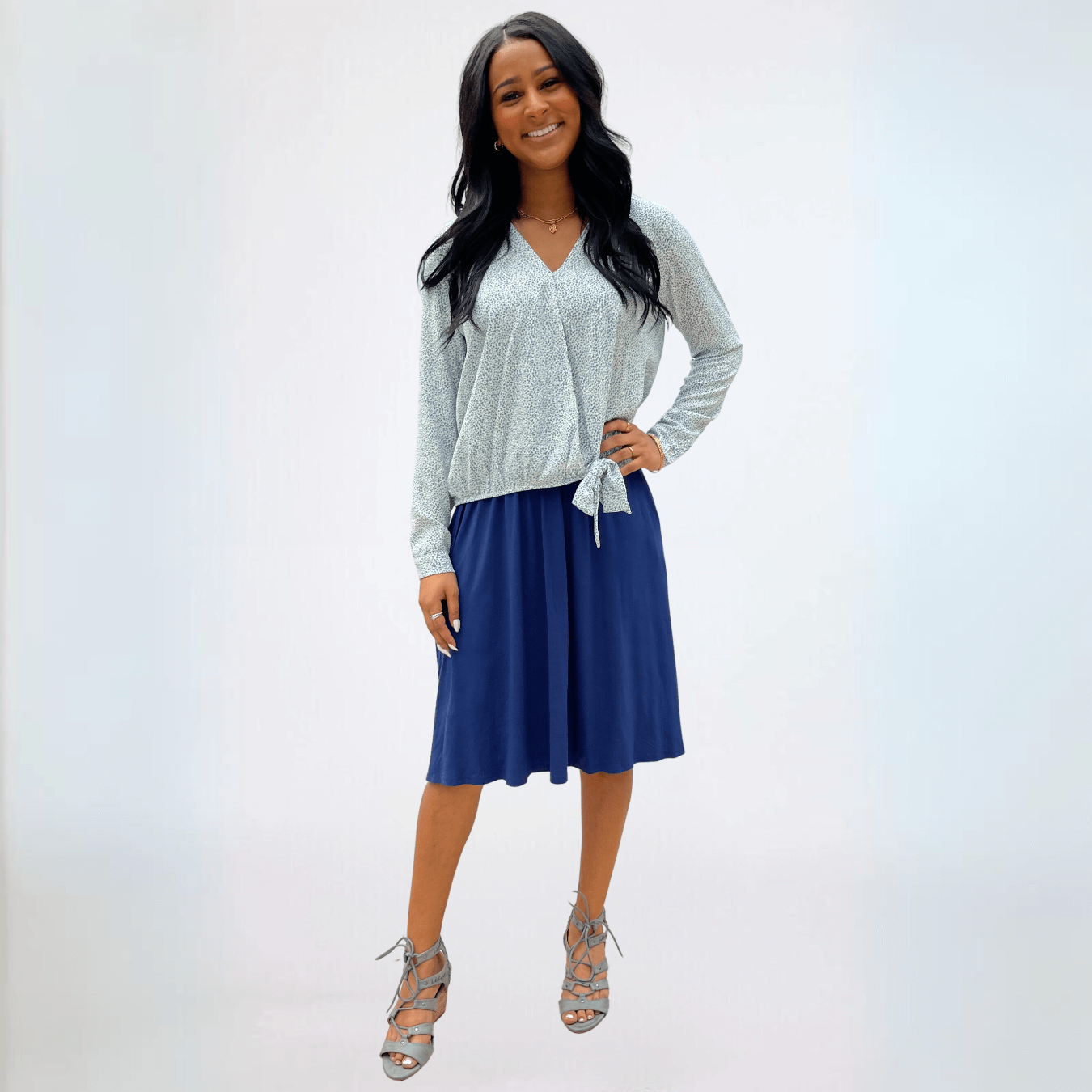 Micro Animal Dressy Printed Wrap Top