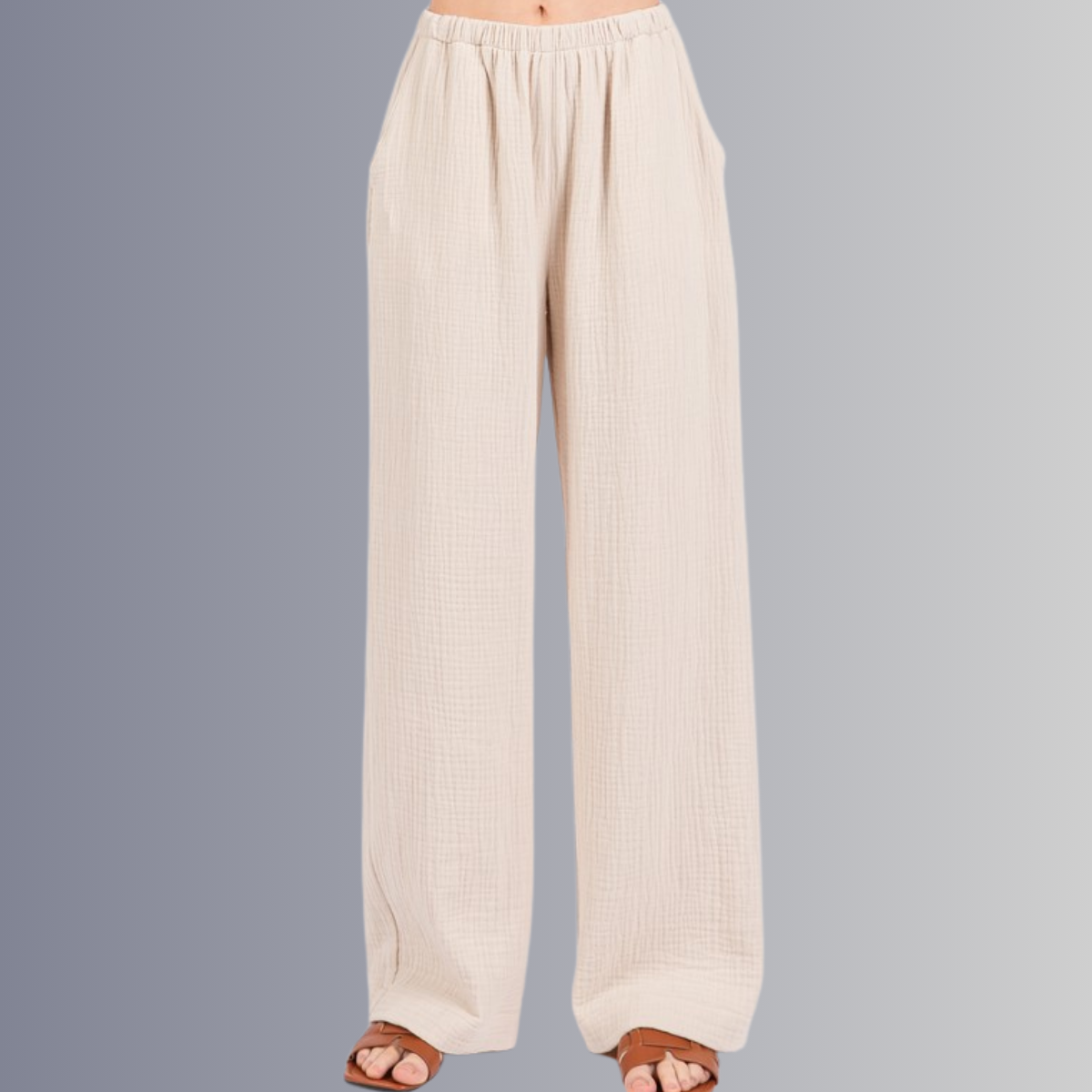 Triple Gauze Cotton Pants in Ecru