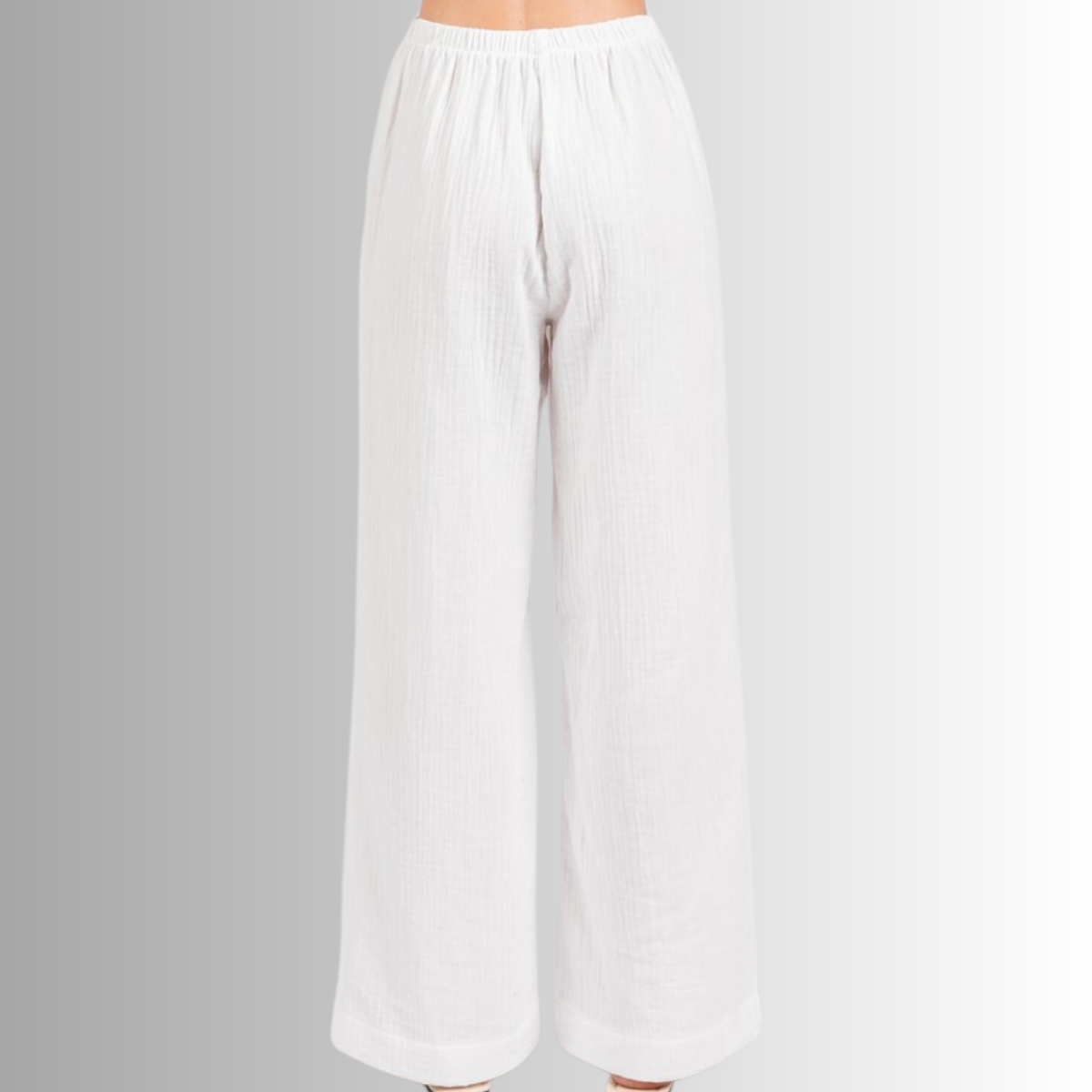 Triple Gauze Cotton Pants in White