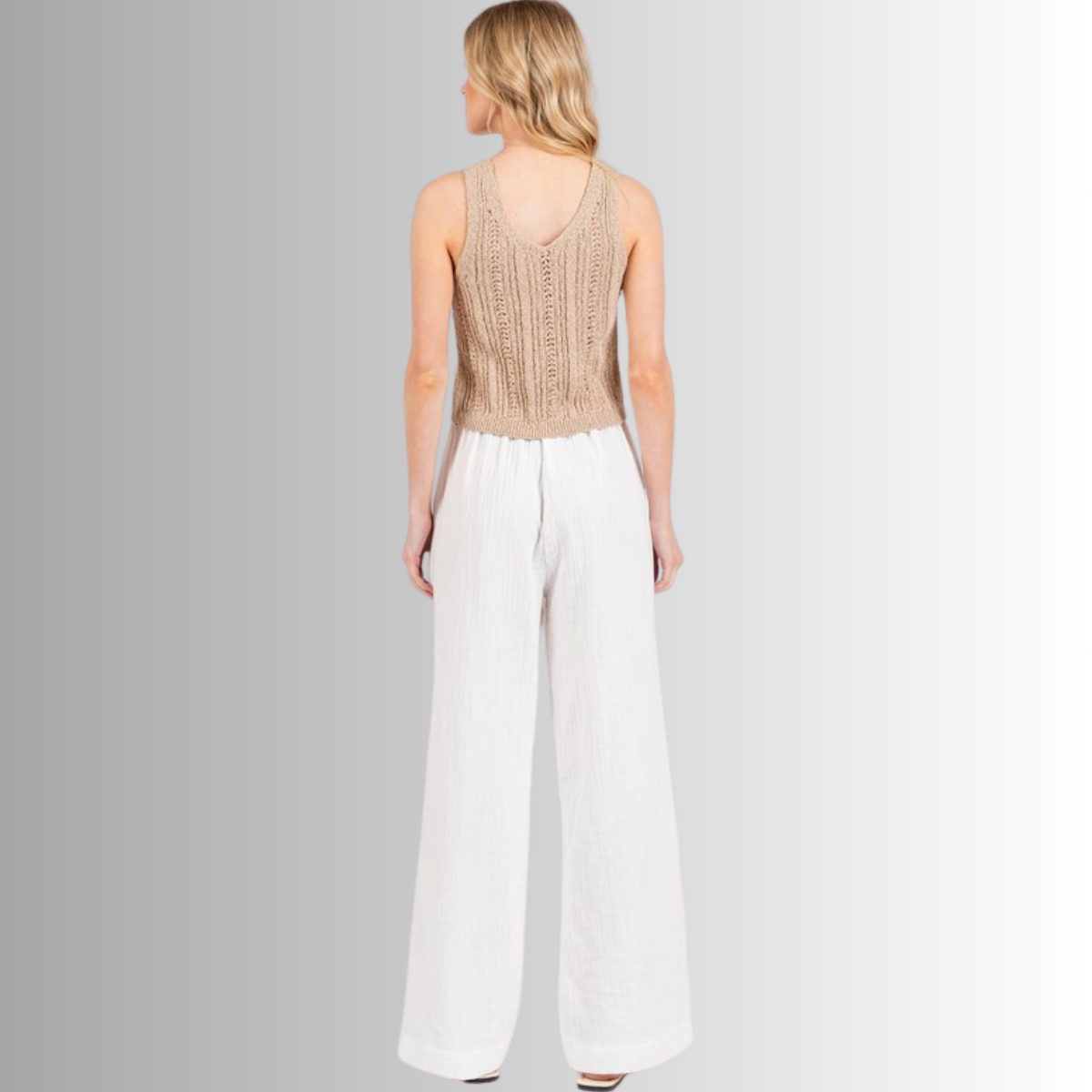 Triple Gauze Cotton Pants in White