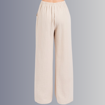 Triple Gauze Cotton Pants in Ecru