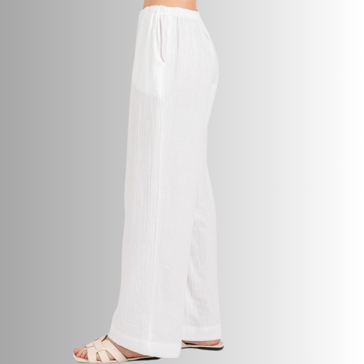 Triple Gauze Cotton Pants in White