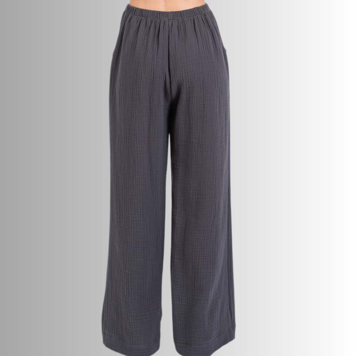 Triple Gauze Cotton Pants in Charcoal Grey