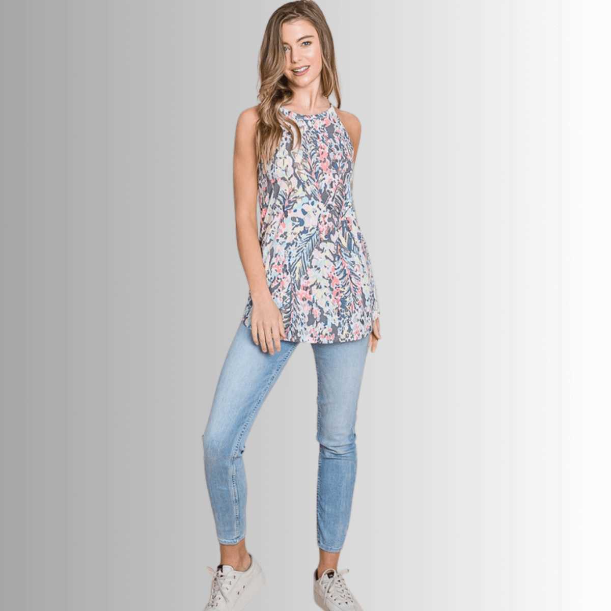 Tropical Palm Print Colorful Tank