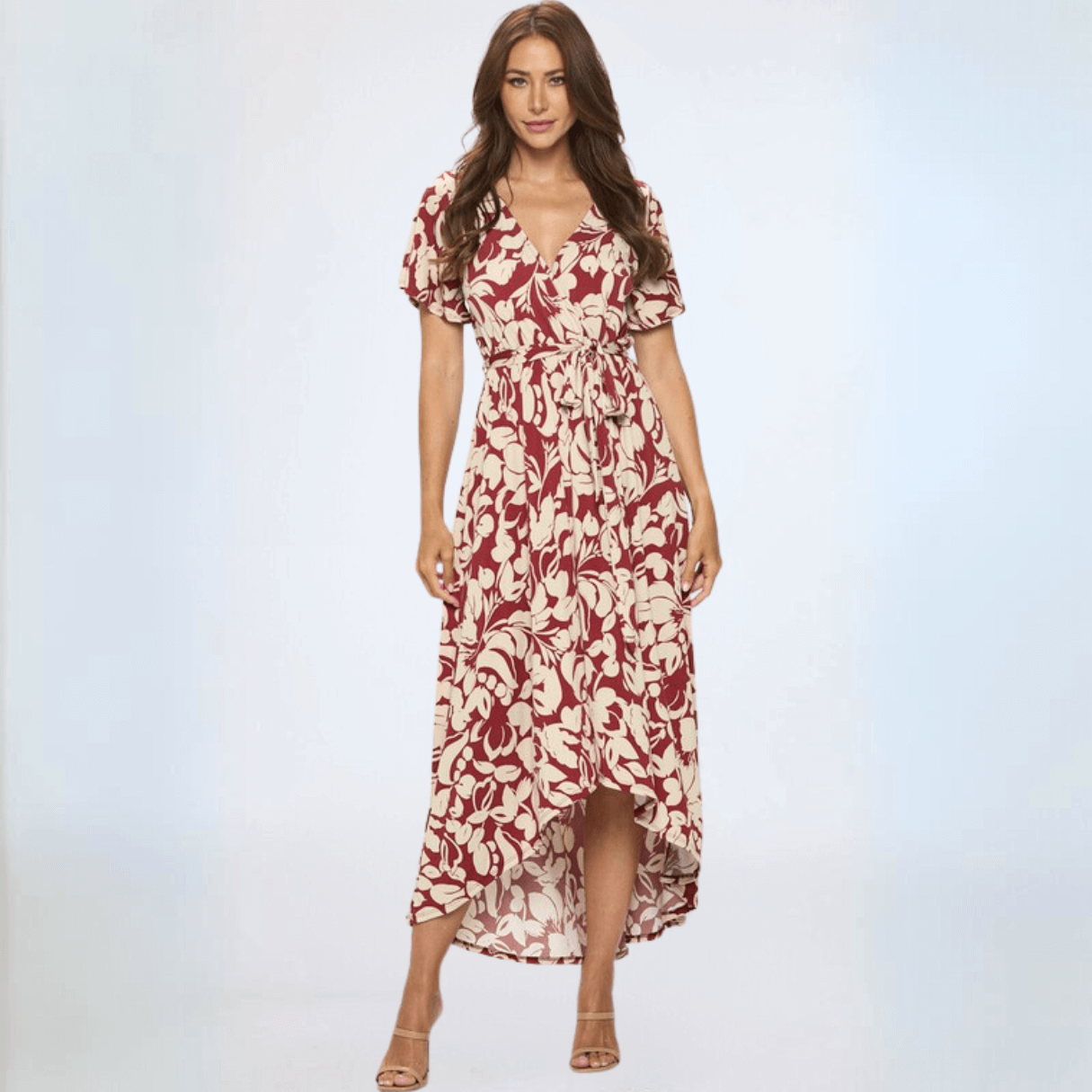 Beautiful Floral High Low Maxi Dress Made in USA