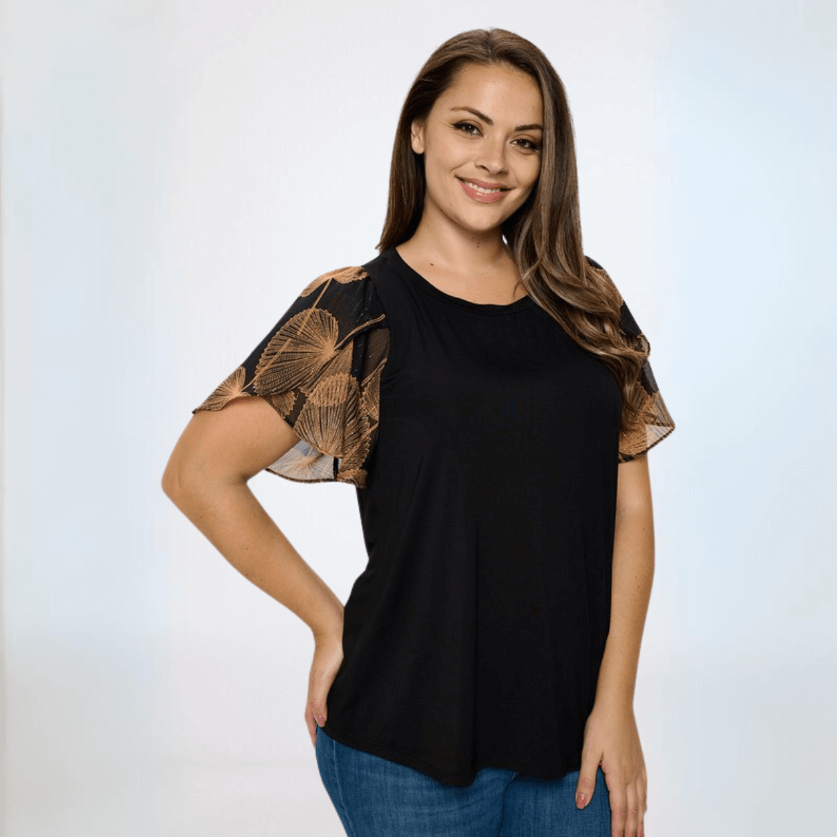 Chiffon Tulip Sleeve Top Plus Size