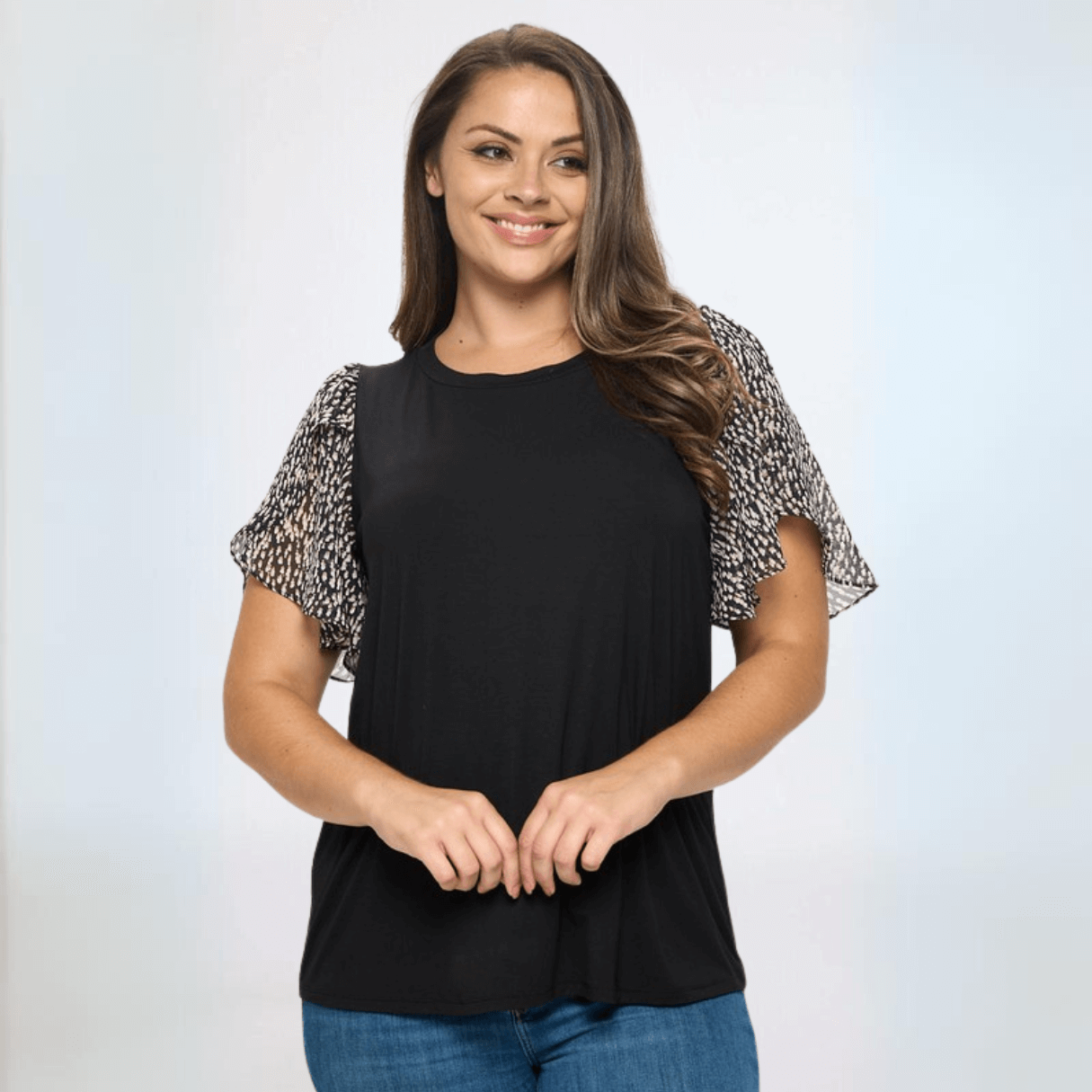 Chiffon Tulip Sleeve Top Plus Size