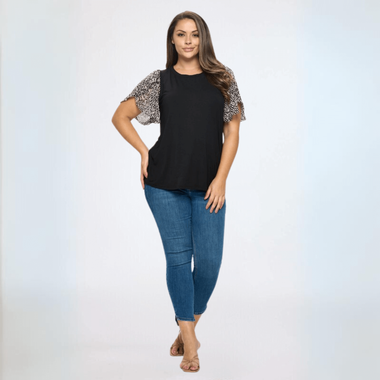 Chiffon Tulip Sleeve Top Plus Size