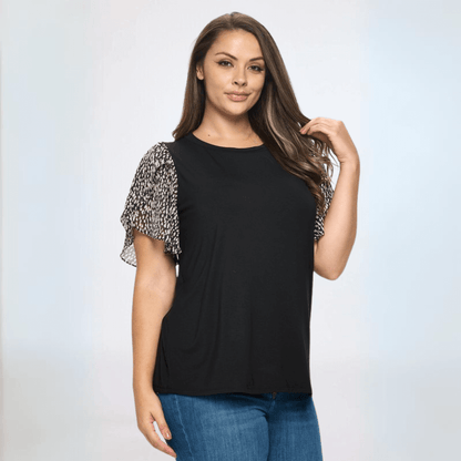 Chiffon Tulip Sleeve Top Plus Size
