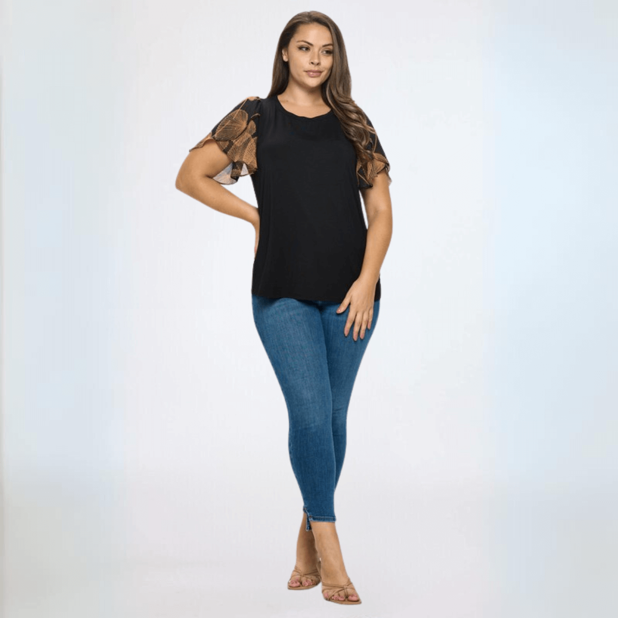 Chiffon Tulip Sleeve Top Plus Size