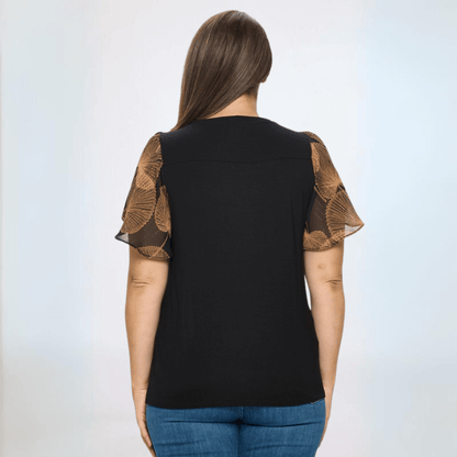 Chiffon Tulip Sleeve Top Plus Size