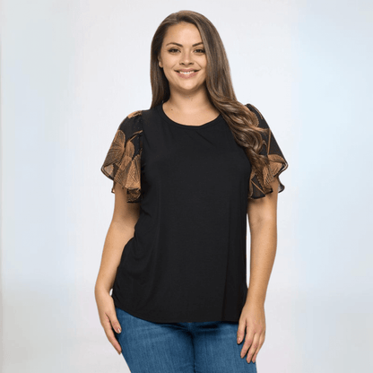 Chiffon Tulip Sleeve Top Plus Size