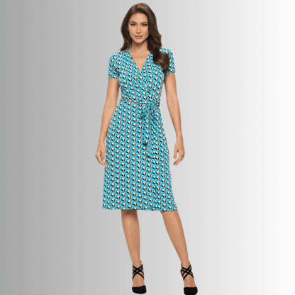 A Feminine Touch Tulip Print Wrap Dress Made in USA