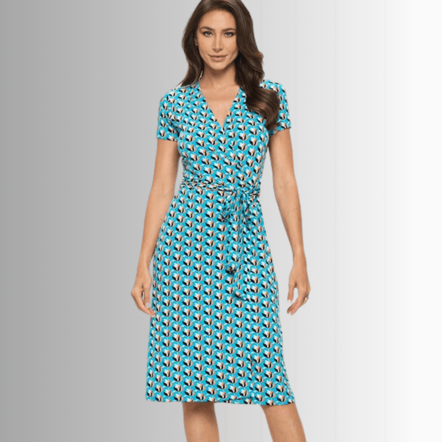 A Feminine Touch Tulip Print Wrap Dress Made in USA