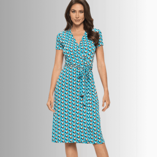 A Feminine Touch Tulip Print Wrap Dress Made in USA