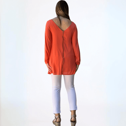 Dressy Front Zip V-Neck Tunic
