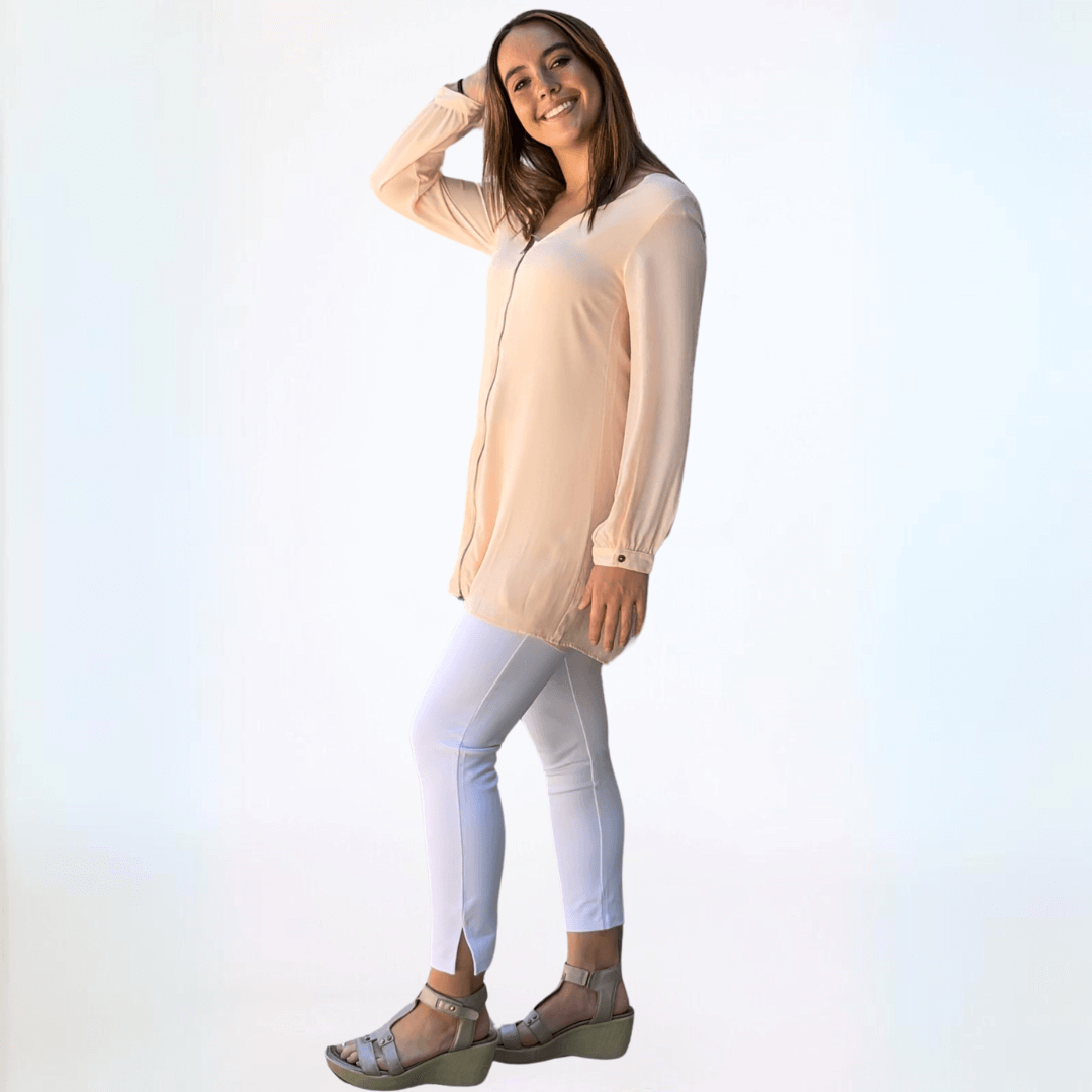 Dressy Front Zip V-Neck Tunic