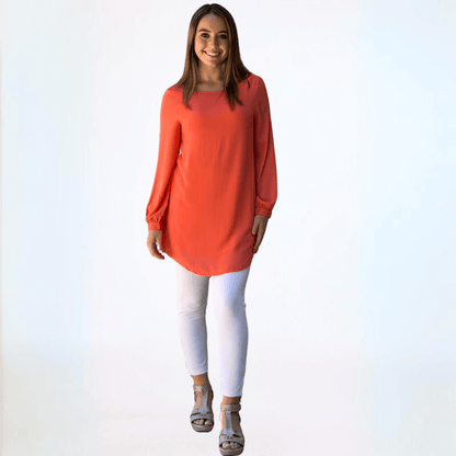 Dressy Front Zip V-Neck Tunic