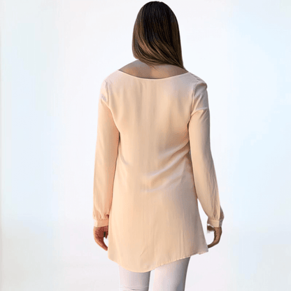 Dressy Front Zip V-Neck Tunic